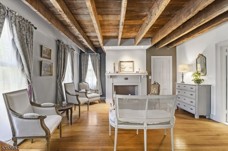 Fireplace, Interior, Recessed Lighting, Wooden Beams, Wooden Ceilings, Wood Texture Flooring