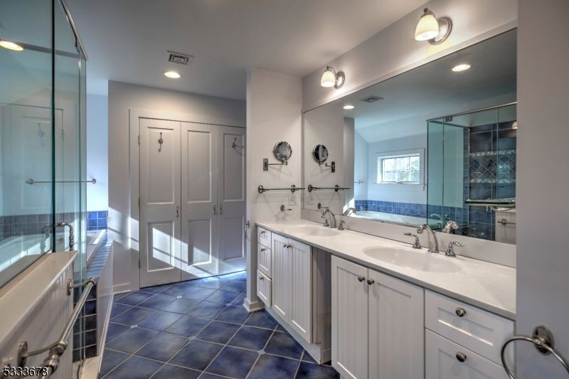 Bathroom, Dual Sink Vanities, Glass Shower, Interior, Recessed Lighting