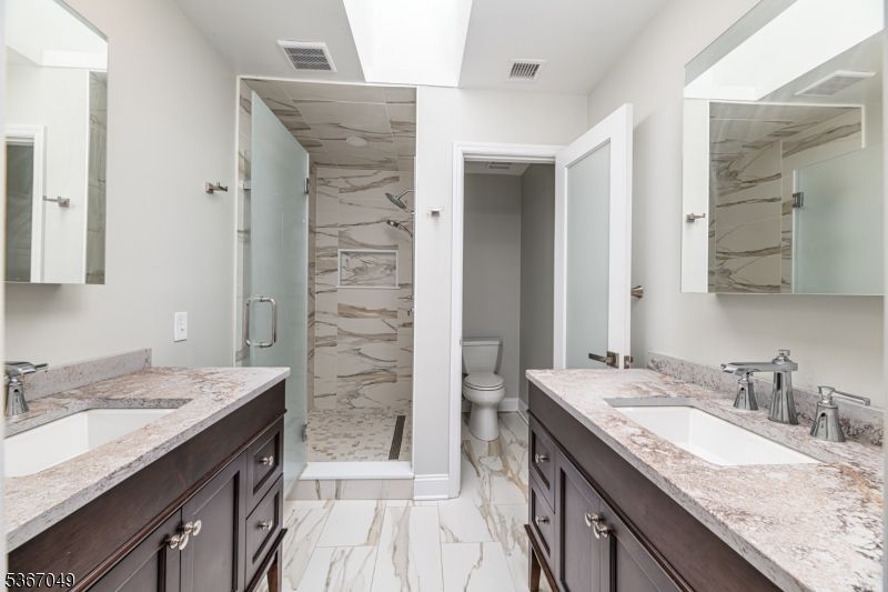 Bathroom, Dual Sink Vanities, Interior, Marble, Marble Walls