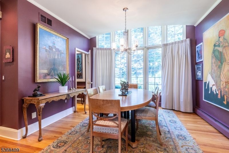 Chandelier, Dining room, Interior, Wood Texture Flooring