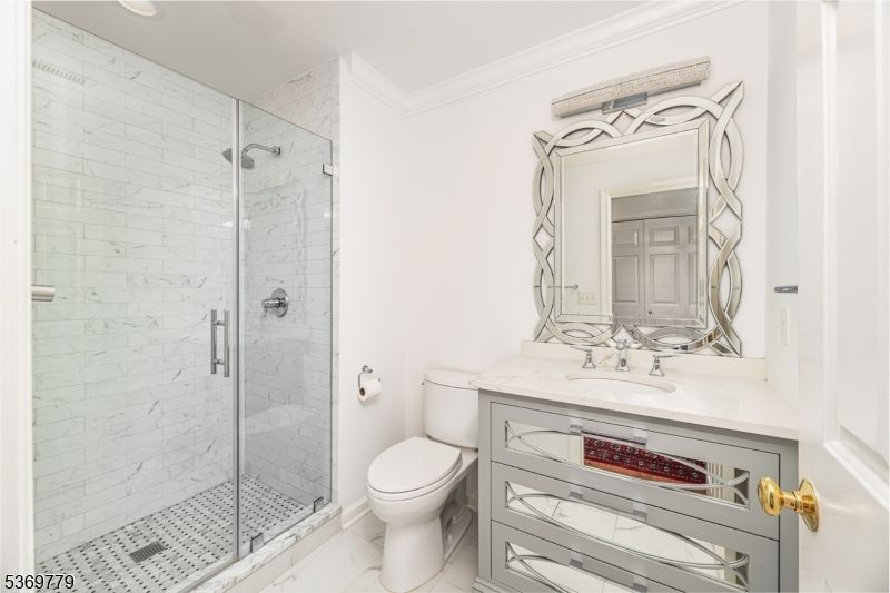 Bathroom, Glass Shower, Interior, Marble, Marble Walls, Recessed Lighting