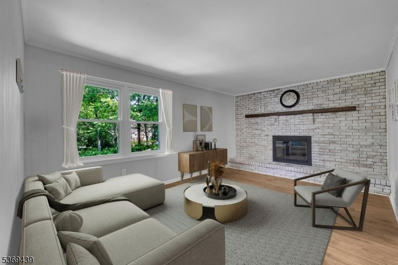 Fireplace, Interior, Living room, Stone Walls, Wood Texture Flooring