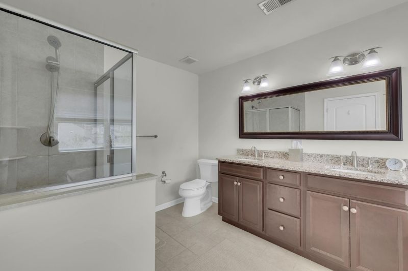Bathroom, Dual Sink Vanities, Glass Shower, Interior