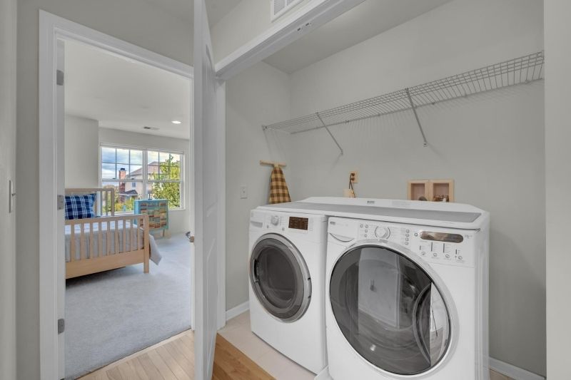 Interior, Recessed Lighting, Utility Closets, Washer, Wood Texture Flooring