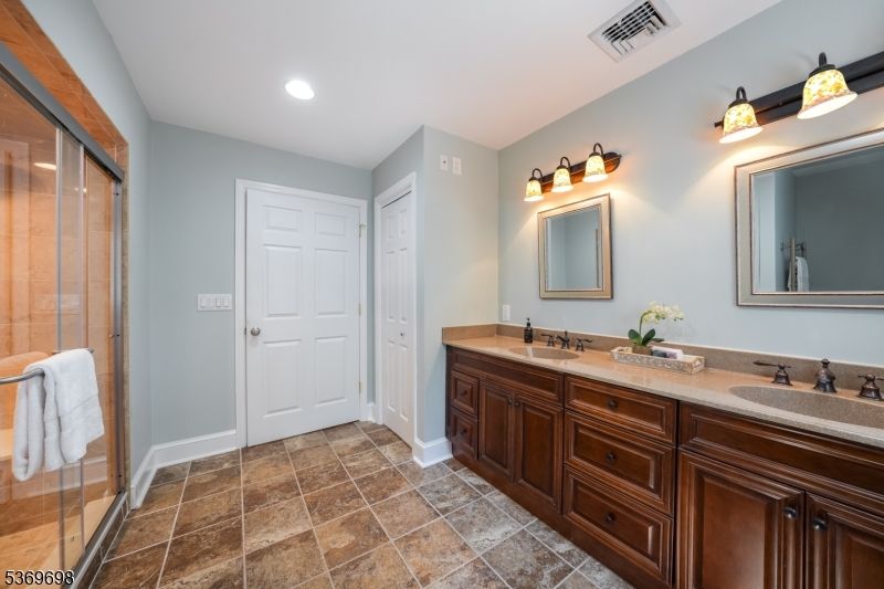Bathroom, Dual Sink Vanities, Glass Shower, Interior, Recessed Lighting