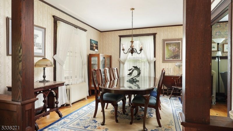 Chandelier, Dining room, Interior, Wood Texture Flooring