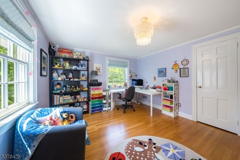 Chandelier, Home Office, Interior, Wood Texture Flooring