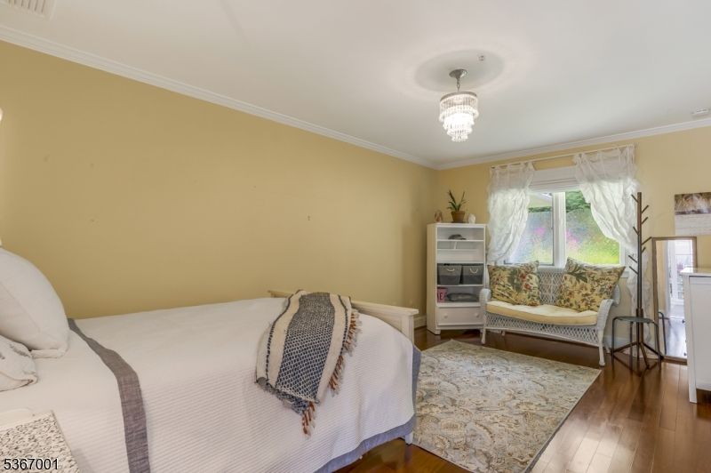 Bedroom, Chandelier, Interior, Wood Texture Flooring