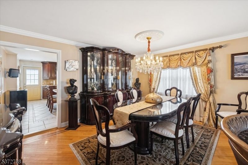 Chandelier, Dining room, Interior, Wood Texture Flooring