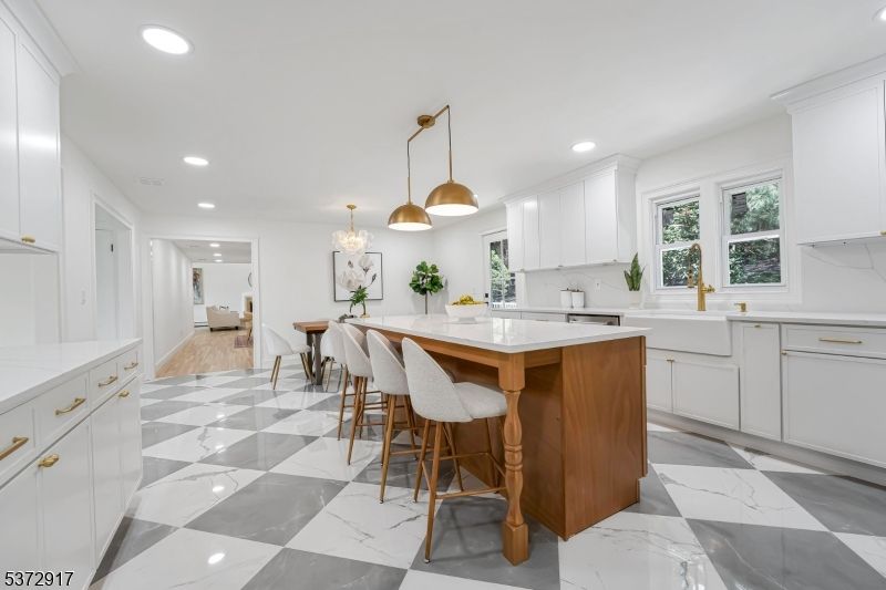 Interior, Kitchen, Marble, Pendant Lights, Recessed Lighting