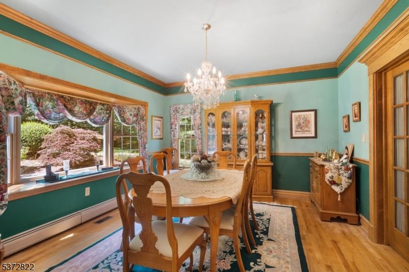 Chandelier, Dining room, Interior, Wood Texture Flooring