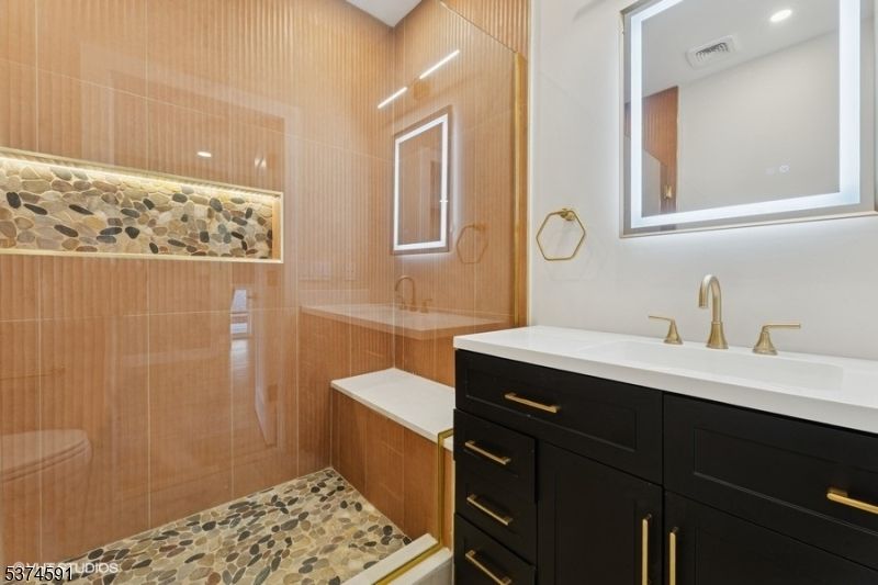 Bathroom, Glass Shower, Interior, Recessed Lighting