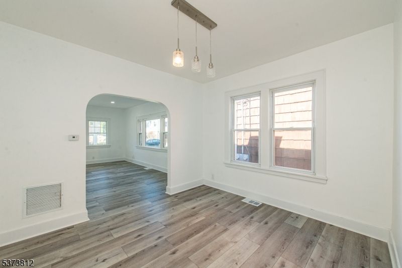 Empty room, Interior, Pendant Lights, Recessed Lighting, Wood Texture Flooring