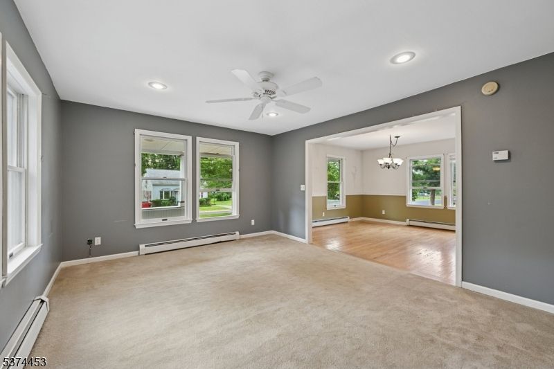 Chandelier, Empty room, Interior, Recessed Lighting, Wood Texture Flooring