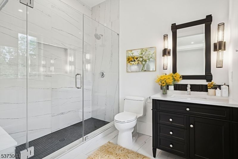 Bathroom, Glass Shower, Interior, Marble Walls