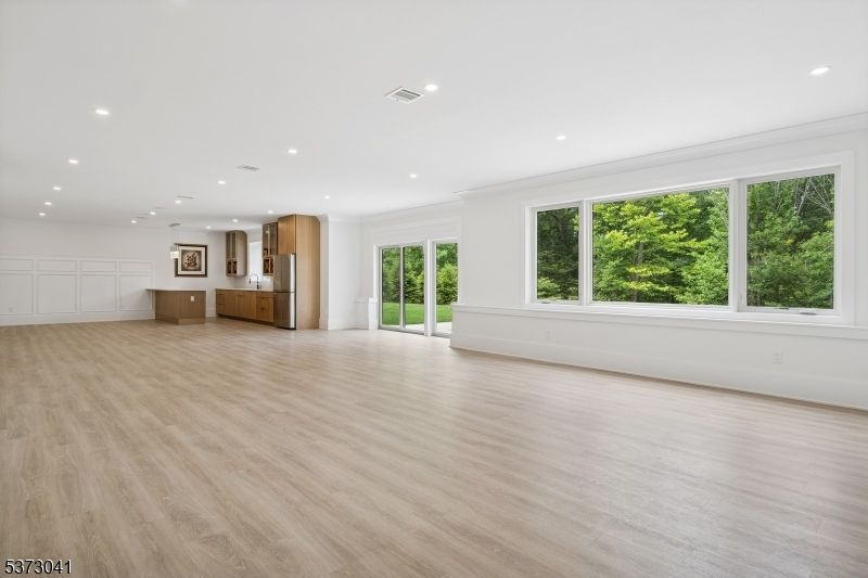 Empty room, Interior, Kitchen, Recessed Lighting, Wood Texture Flooring