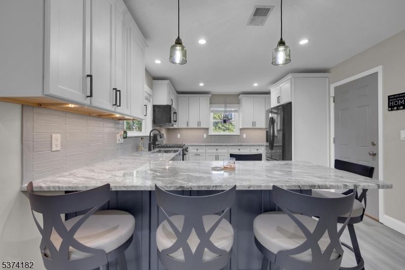 Interior, Kitchen, Pendant Lights, Recessed Lighting, Wood Texture Flooring