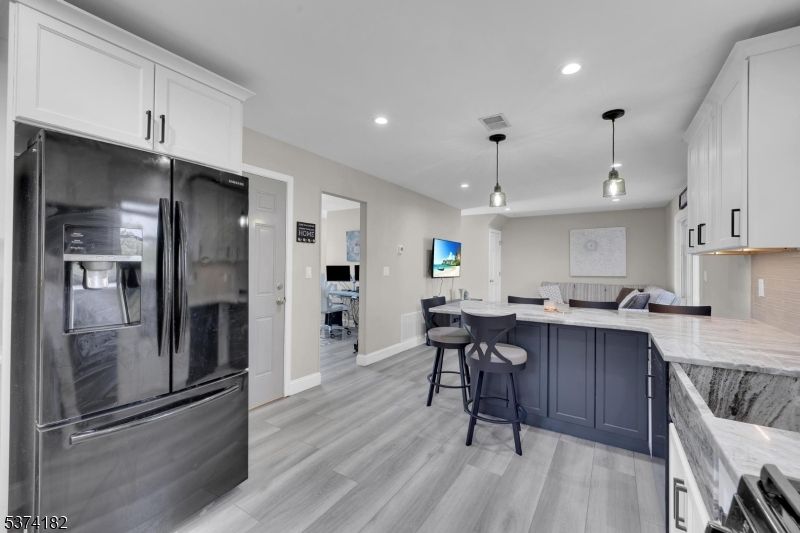 Interior, Kitchen, Pendant Lights, Recessed Lighting, Wood Texture Flooring