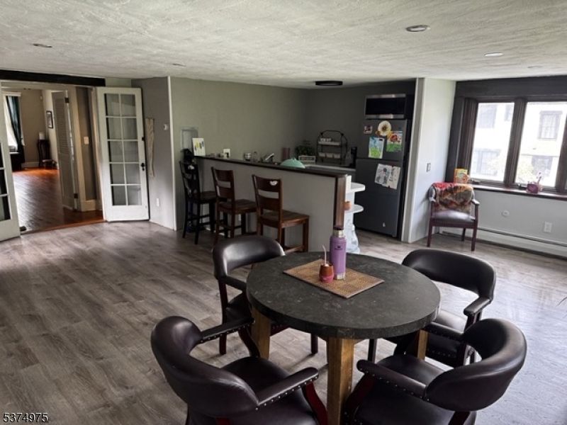 Dining room, Interior, Recessed Lighting, Wood Texture Flooring