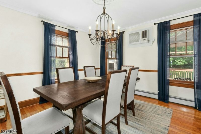 Chandelier, Dining room, Interior, Wood Texture Flooring