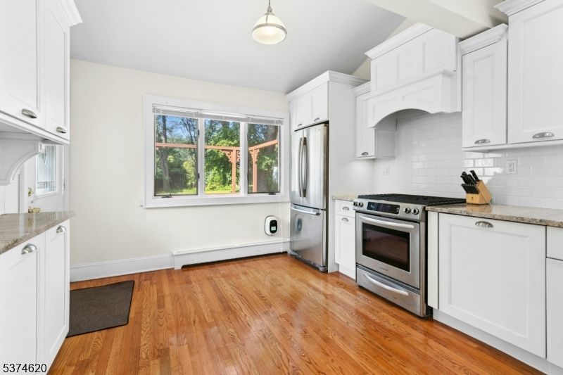Interior, Kitchen, Pendant Lights, Stainless Steel Appliances, Wood Texture Flooring