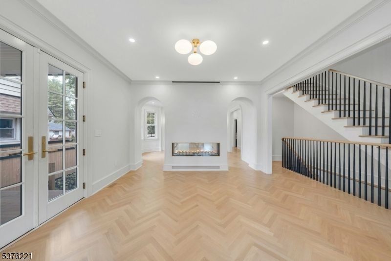Fireplace, Interior, Recessed Lighting, Wood Texture Flooring
