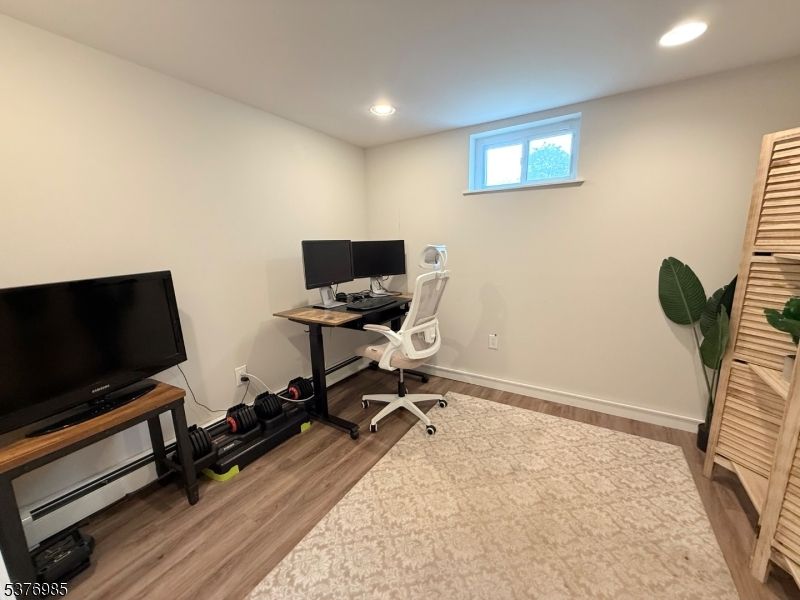 Home Office, Interior, Recessed Lighting, Wood Texture Flooring