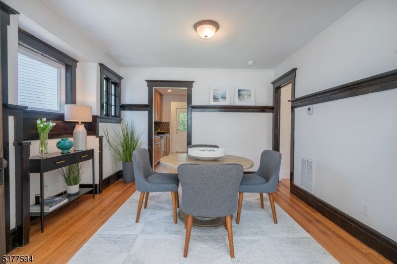 Dining room, Interior, Recessed Lighting, Wood Texture Flooring