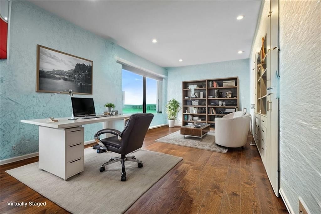 Home Office, Interior, Recessed Lighting, Wood Texture Flooring