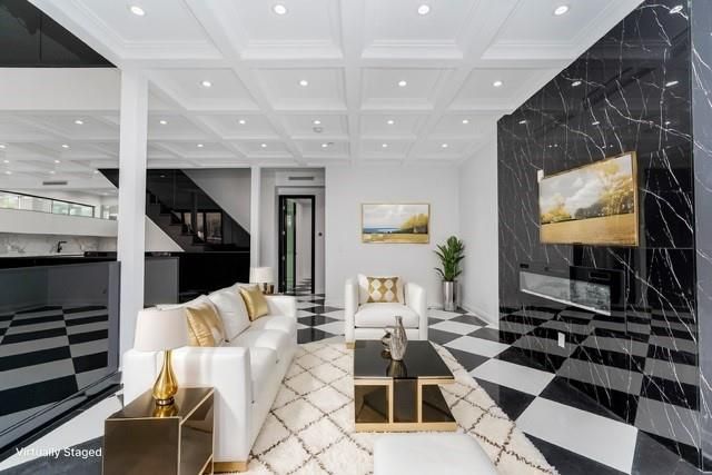 Fireplace, Interior, Living room, Marble Walls, Recessed Lighting