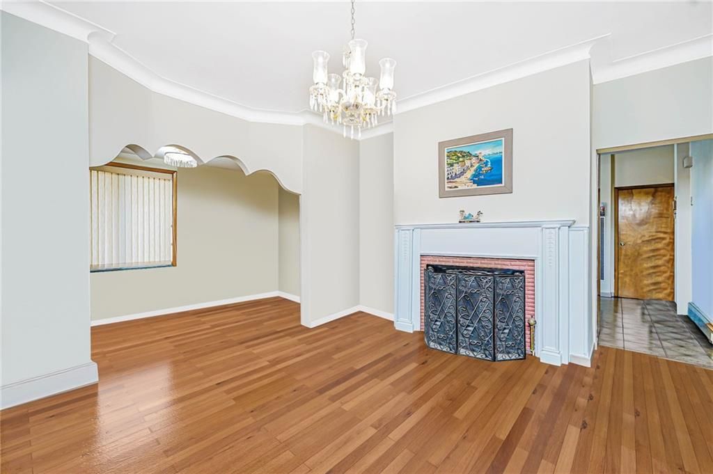 Chandelier, Empty room, Fireplace, Interior, Wood Texture Flooring