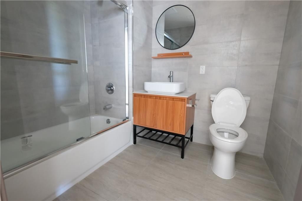 Bathroom, Glass Shower, Interior, Wood Texture Flooring