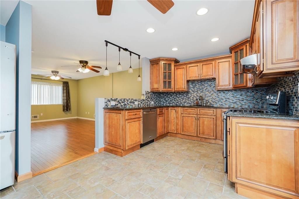 Interior, Kitchen, Pendant Lights, Recessed Lighting, Wood Texture Flooring