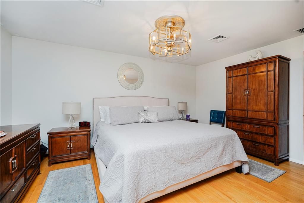 Bedroom, Chandelier, Interior, Wood Texture Flooring