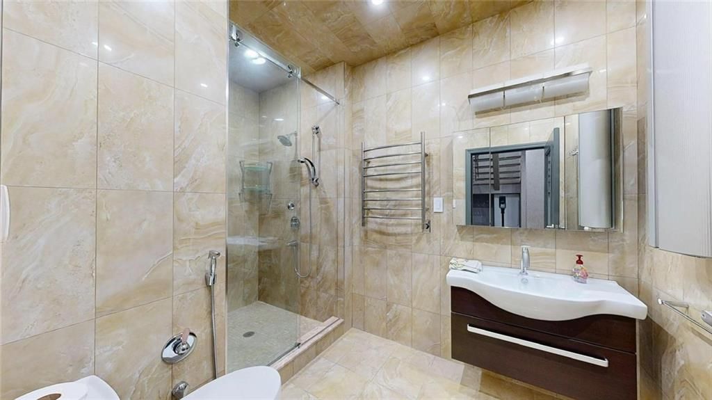Bathroom, Glass Shower, Interior, Recessed Lighting
