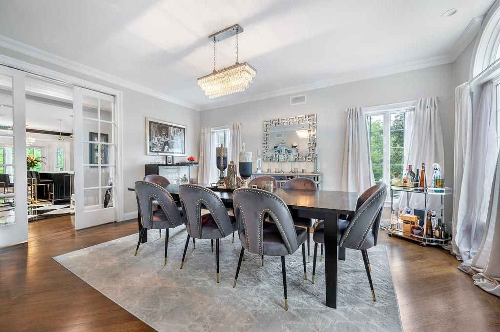 Chandelier, Dining room, Interior, Wood Texture Flooring