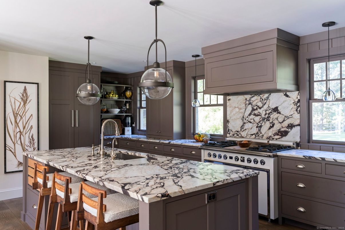 Interior, Kitchen, Pendant Lights, Stainless Steel Appliances, Wood Texture Flooring