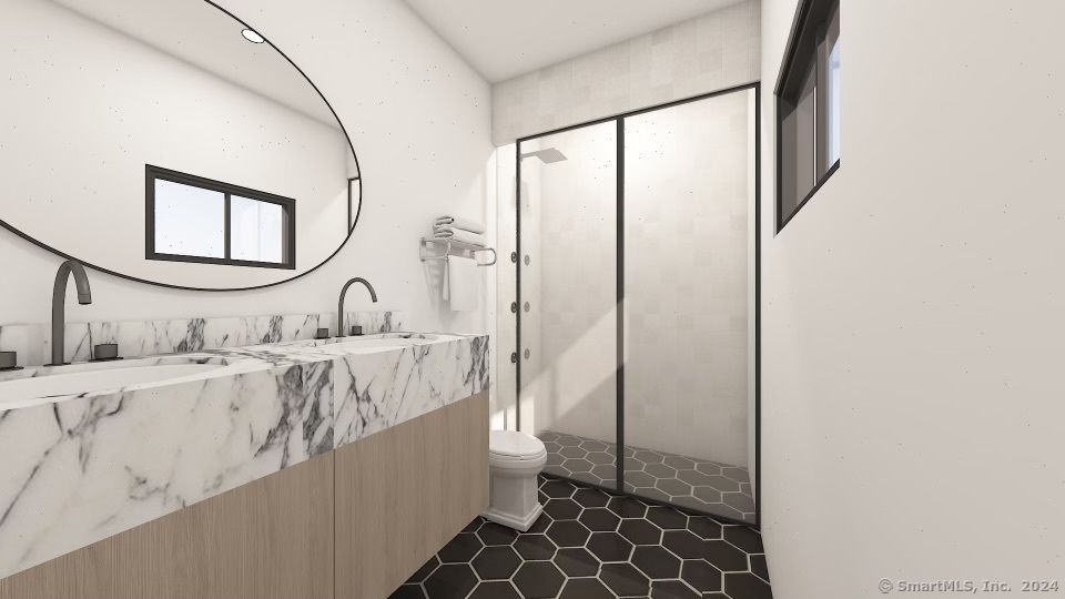 Bathroom, Glass Shower, Interior, Recessed Lighting