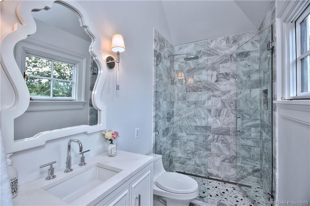 Bathroom, Glass Shower, Interior, Marble Walls