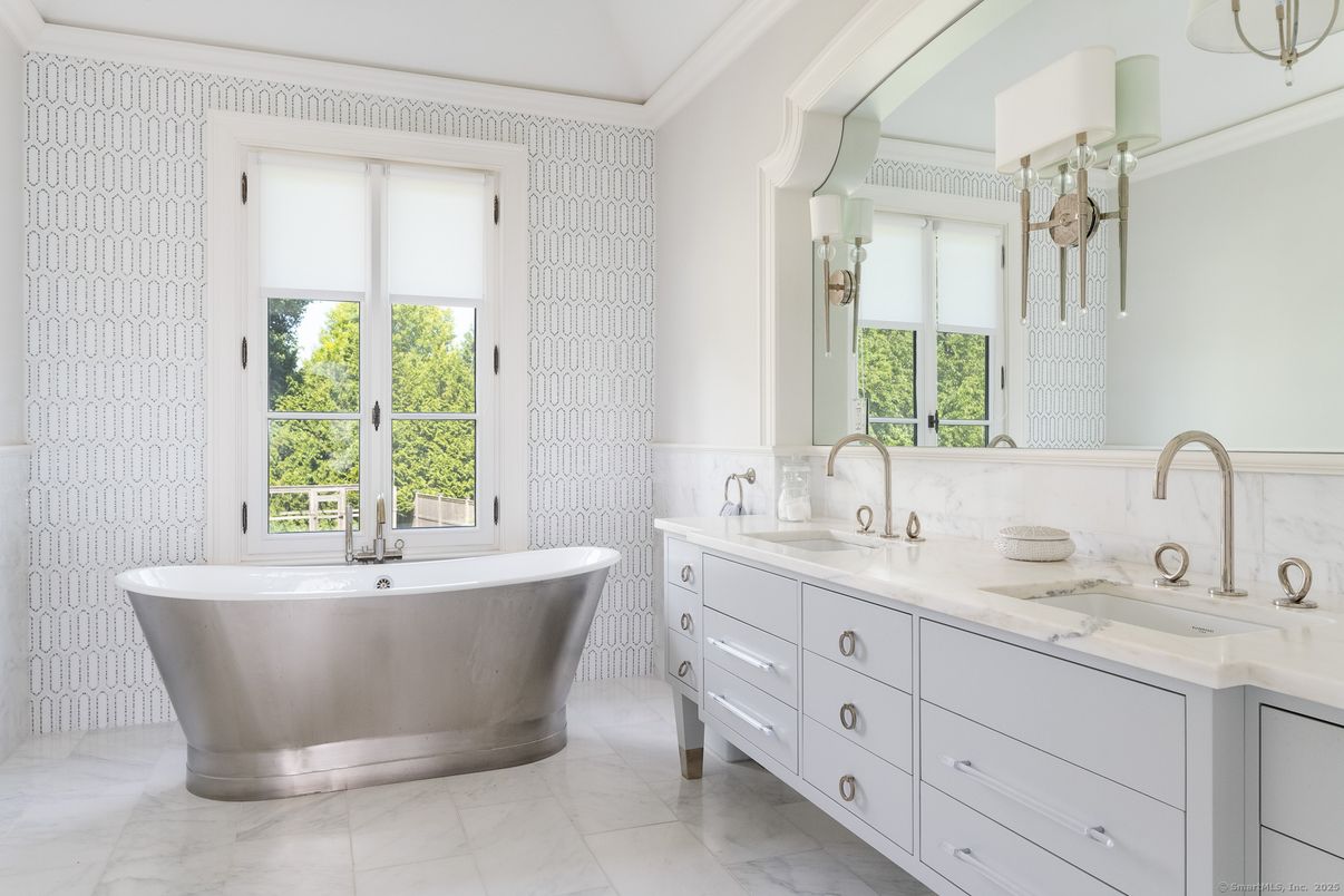 Bathroom, Dual Sink Vanities, Free Standing Baths, Interior, Marble