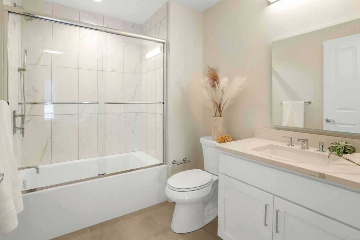Bathroom, Glass Shower, Interior, Marble Walls, Recessed Lighting