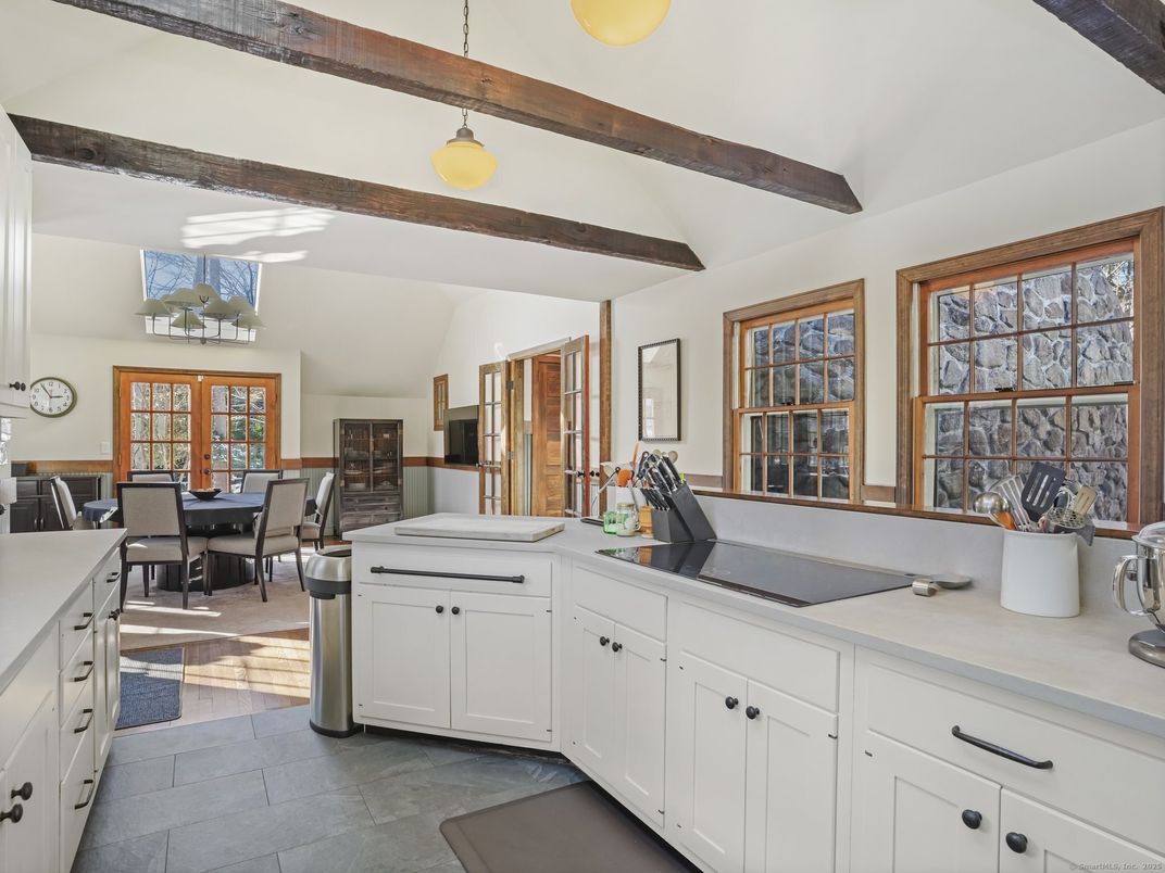 Dining room, Interior, Pendant Lights, Wooden Beams