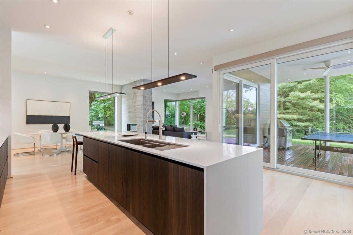 Interior, Kitchen, Pendant Lights, Recessed Lighting, Wood Texture Flooring