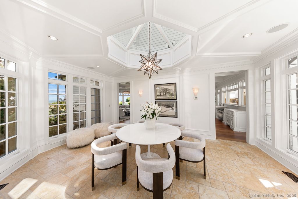 Dining room, Interior, Pendant Lights, Recessed Lighting, Wood Texture Flooring