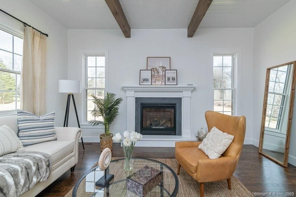 Fireplace, Interior, Living room, Wooden Beams, Wood Texture Flooring