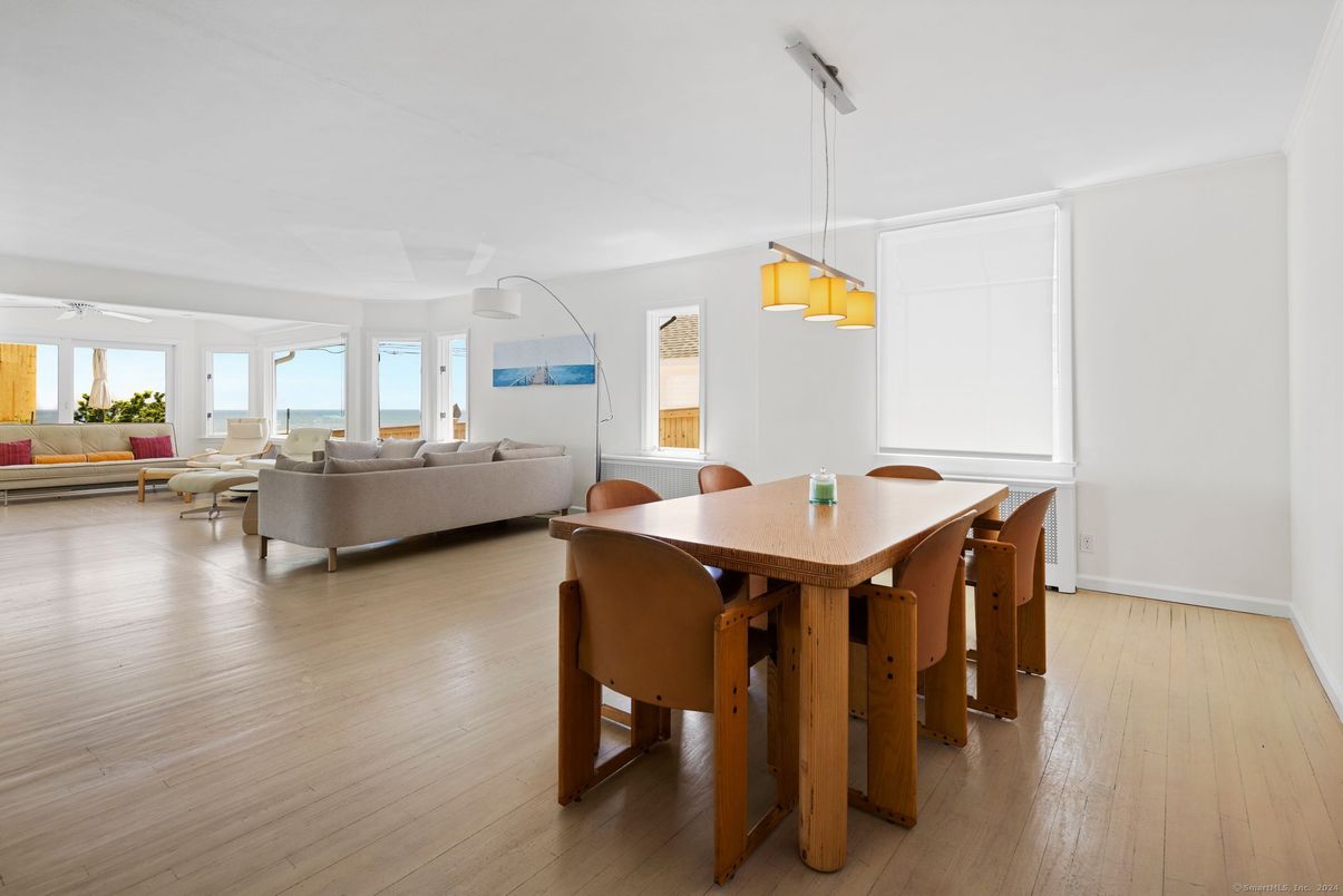 Dining room, Interior, Living room, Pendant Lights, Wood Texture Flooring