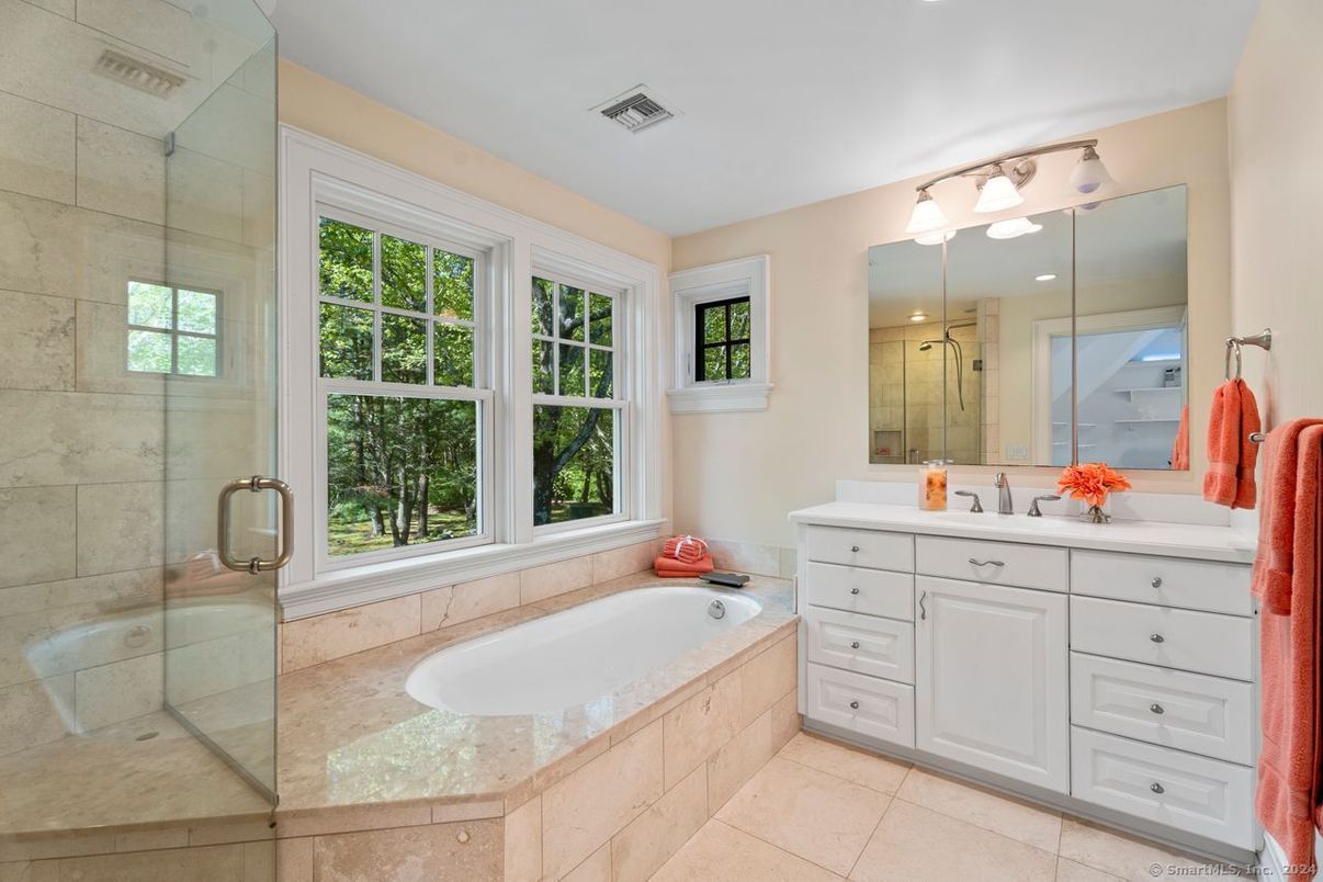 Bathroom, Dual Sink Vanities, Glass Shower, Interior