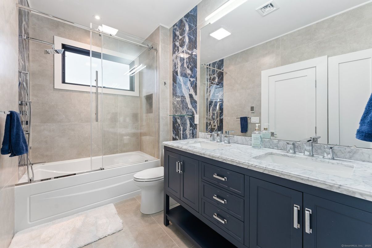 Bathroom, Dual Sink Vanities, Glass Shower, Interior, Recessed Lighting