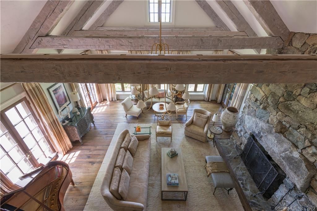 Fireplace, Interior, Living room, Stone Walls, Wood Texture Flooring
