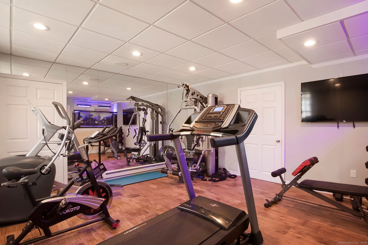 Fitness Equipment, Interior, Recessed Lighting, Wood Texture Flooring